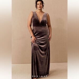 NWT Jenny Yoo BHLDN Logan Mauve Velvet Wedding Guest Winter Dress Gown 26W